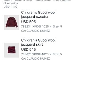 Gucci Kids Red Wool Jacquard Sweater and Skirt Set